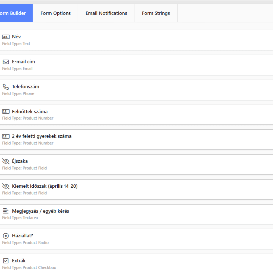 WPSolution weboldal készítés szállásadóknak foglalási űrlap